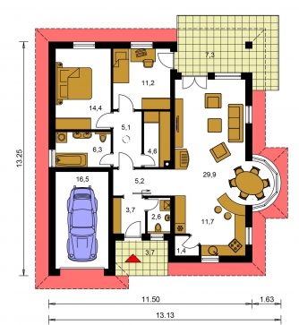 Plan de sol du rez-de-chaussée - BUNGALOW 18